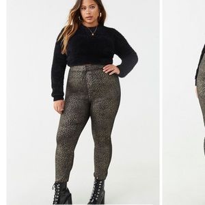 NWT Forever21+ Metallic Leopard Pants